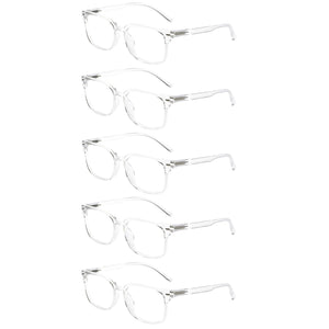 Boncamor 5 Pack Blue Light Bloking Reading Glasses Spring Hinge Wear Comfortable Men Woman Computer Eyeglasses +0--+400