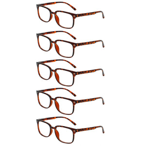Boncamor 5 Pack Blue Light Bloking Reading Glasses Spring Hinge Wear Comfortable Men Woman Computer Eyeglasses +0--+400