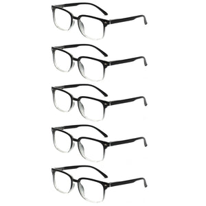 Boncamor 5 Pack Blue Light Bloking Reading Glasses Spring Hinge Wear Comfortable Men Woman Computer Eyeglasses +0--+400