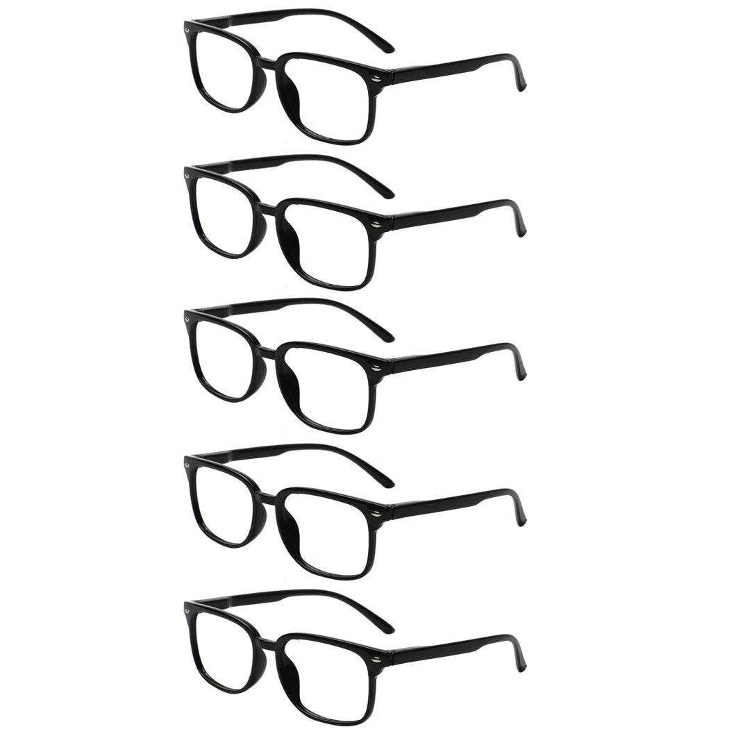 Boncamor 5 Pack Blue Light Bloking Reading Glasses Spring Hinge Wear Comfortable Men Woman Computer Eyeglasses +0--+400