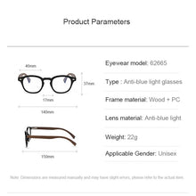 Load image into Gallery viewer, Brand  Handmade Natural Wooden Eyeglasses Frame Women Men Square Anti Blue Light Spectacles Myopia Prescription Glasses