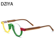 Load image into Gallery viewer, Brand Design Acetate Glasses Men Half Frame Matte Round Transparent Eyeglasses Women Punk Style Vintage Optical Frame 61030