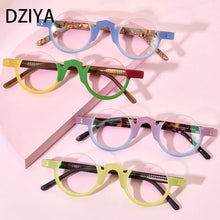 Load image into Gallery viewer, Brand Design Acetate Glasses Men Half Frame Matte Round Transparent Eyeglasses Women Punk Style Vintage Optical Frame 61030