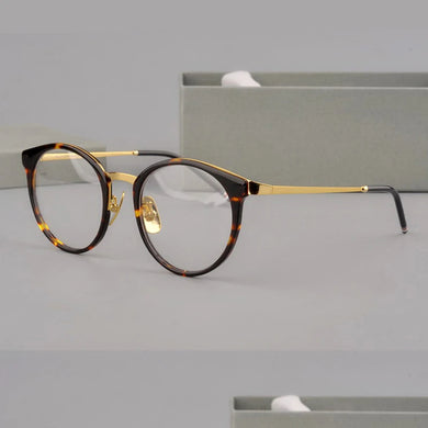 Brand Design Alloy Acetate Glasses Frame Men Women Vintage Round Prescription Eyeglasses Frame tb911 Myopia Optical Eyewear