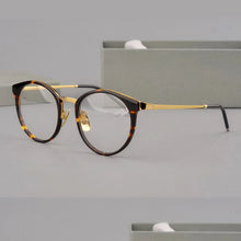 Load image into Gallery viewer, Brand Design Alloy Acetate Glasses Frame Men Women Vintage Round Prescription Eyeglasses Frame tb911 Myopia Optical Eyewear