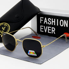 Load image into Gallery viewer, Brand Design  Hexagon Small Polygon UV400 Men's Polarized Sunglasses Flight Sport Black Lens  Women Pink Color Frame