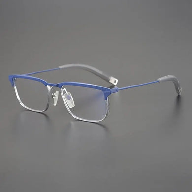 Brand Design Handmade Pure Titanium Glasses Frame For Men Semi-rim Classic Square Vintage Eyeglasses Women Myopia Eyewear DTX104
