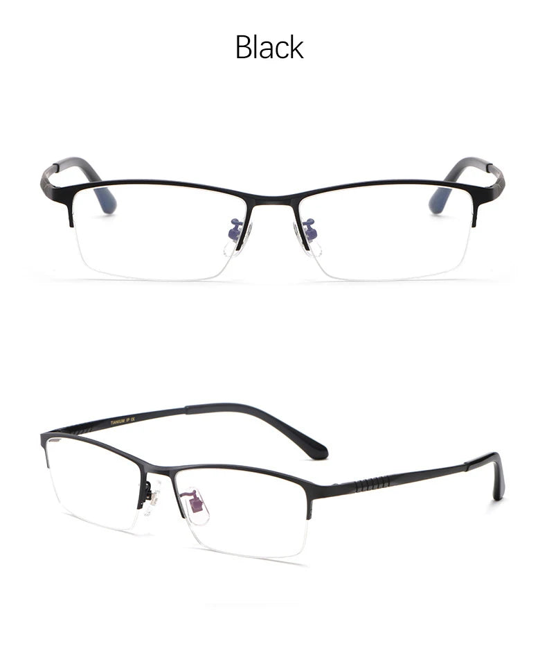 Brand Design Men Pure Titanium Glasses Frame IP Plating Optical Half Eyeglasses Oculos Myopia Multifocal Square Eyewear