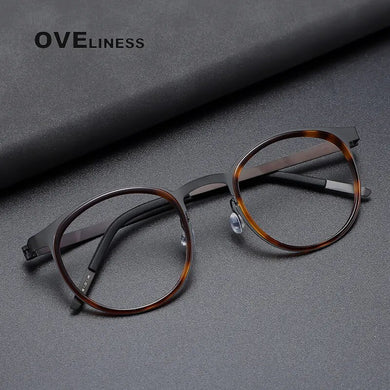 Brand Design Pure Titanium Glasses Frame for Men Metal Vintage Round Prescription Eyewear Myopia Optical Eyeglasses Spectacle