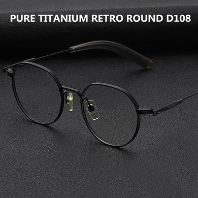 Brand Design Pure Titanium Glasses Frames Men Women Retro Round Prescription Eyeglasses Myopia Optical Eyewear Spectacle DLX108