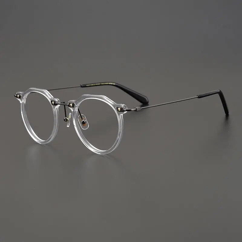 Brand Designer Acetate Titanium Glasses Frame Men Retro Round Handmade Eyeglasses Women Large Size Myopia Spectacle