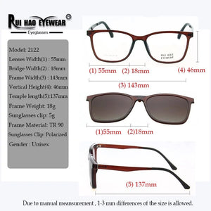 Brand Optical Eyeglasses Frame Men Spectacles Driving Polarized Sunglasses Clip on Prescription Glasses Men