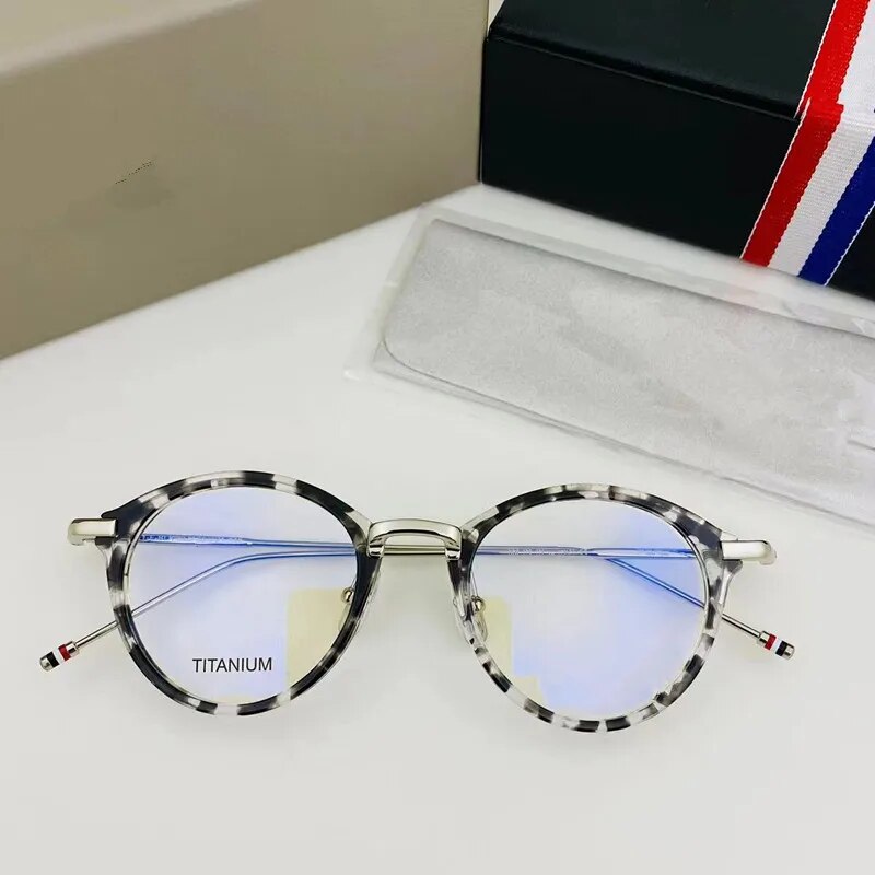 Brand Pure Titanium Glasses Frame Women Retro Round Prescription Eyeglasses Myopia Optical Eyewear Male spectacles tb908&tbx011
