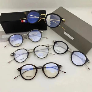 Brand Pure Titanium Glasses Frame Women Retro Round Prescription Eyeglasses Myopia Optical Eyewear Male spectacles tb908&tbx011