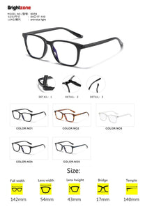 Brightzone Anti Blue Light Computer Glasses Anti Eye Eyestrain Clear Lens TR90 Metal Frame for Men Women light Blocking Eyewear