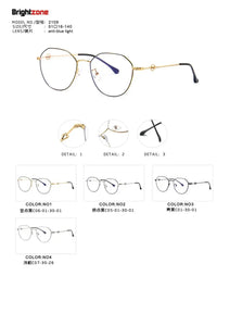 Brightzone Anti Blue Light Computer Glasses Anti Eye Eyestrain Clear Lens TR90 Metal Frame for Men Women light Blocking Eyewear