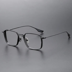 Brightzone  2 Size Retro Square Pure Titanium Men Optical Eye Glasses Frames Male Women Prescription Optical Eyeglasses
