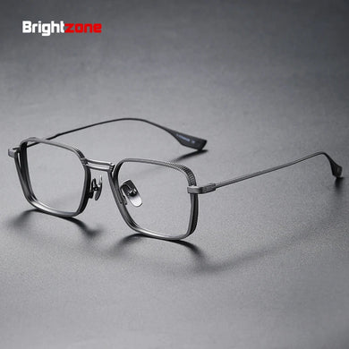 Brightzone  2 Size Retro Square Pure Titanium Men Optical Eye Glasses Frames Male Women Prescription Optical Eyeglasses