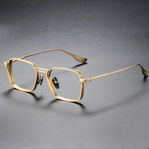 Brightzone  2 Size Retro Square Pure Titanium Men Optical Eye Glasses Frames Male Women Prescription Optical Eyeglasses