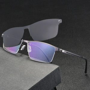Brightzone Half Rim Optical Eyeglasses Spectacle Eyeglass Frame Magnetic Clip On Alloy Glasses RxPrescription Spectacles Eyewear