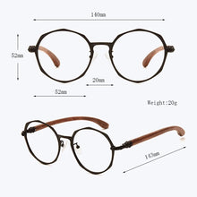 Load image into Gallery viewer, Brightzone Retro Round Polygon Wood Temple Metal Eyewear Prescription Eyeglasses Frame Men Women Myopia Optical Rx Glasses Frame
