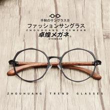 Load image into Gallery viewer, Brightzone Retro Round Polygon Wood Temple Metal Eyewear Prescription Eyeglasses Frame Men Women Myopia Optical Rx Glasses Frame