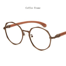 Load image into Gallery viewer, Brightzone Retro Round Polygon Wood Temple Metal Eyewear Prescription Eyeglasses Frame Men Women Myopia Optical Rx Glasses Frame