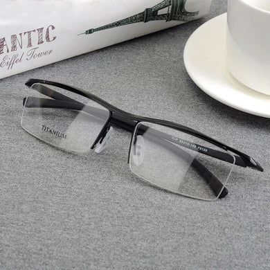 Browline Half Rim Titanium Metal Glasses Frame for Men Eyeglasses Fashion Cool Optical Eyewear Man Spectacles Prescription Frame