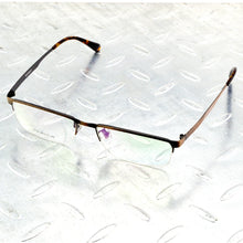 Load image into Gallery viewer, Brown Rectangle Half-rim Titanium Alloy Simple Business Style Men Optical Glasses Frame Eyeglasses Eyeframe Eyewear