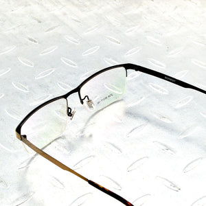 Brown Rectangle Half-rim Titanium Alloy Simple Business Style Men Optical Glasses Frame Eyeglasses Eyeframe Eyewear
