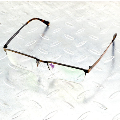 Brown Rectangle Half-rim Titanium Alloy Simple Business Style Men Optical Glasses Frame Eyeglasses Eyeframe Eyewear