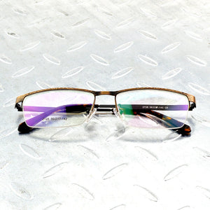 Brown Rectangle Half-rim Titanium Alloy Simple Business Style Men Optical Glasses Frame Eyeglasses Eyeframe Eyewear