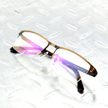 Load image into Gallery viewer, Brown Rectangle Half-rim Titanium Alloy Simple Business Style Men Optical Glasses Frame Eyeglasses Eyeframe Eyewear