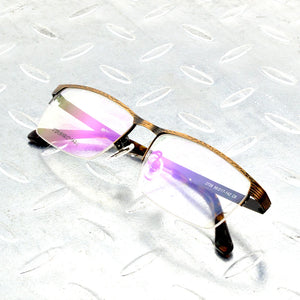 Brown Rectangle Half-rim Titanium Alloy Simple Business Style Men Optical Glasses Frame Eyeglasses Eyeframe Eyewear