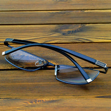 Load image into Gallery viewer, Business Men Half Rim Progressive Photochromic Reading Glasses with PU Case +0.75 to +4 See Near N Far, Indoor N Outdoor