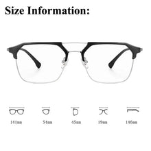 Carica l&#39;immagine nel visualizzatore di Gallery, Business Square Large Frame Photochromic Near Sight Glasses Trendy Metal Double Beam Myopia Glasses  Anti Blue Light Glasses