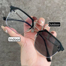 Carica l&#39;immagine nel visualizzatore di Gallery, Business Square Large Frame Photochromic Near Sight Glasses Trendy Metal Double Beam Myopia Glasses  Anti Blue Light Glasses
