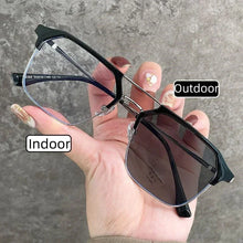 Carica l&#39;immagine nel visualizzatore di Gallery, Business Square Large Frame Photochromic Near Sight Glasses Trendy Metal Double Beam Myopia Glasses  Anti Blue Light Glasses