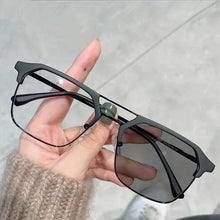 Carica l&#39;immagine nel visualizzatore di Gallery, Business Square Large Frame Photochromic Near Sight Glasses Trendy Metal Double Beam Myopia Glasses  Anti Blue Light Glasses