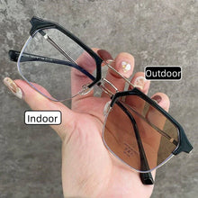 Carica l&#39;immagine nel visualizzatore di Gallery, Business Square Large Frame Photochromic Near Sight Glasses Trendy Metal Double Beam Myopia Glasses  Anti Blue Light Glasses