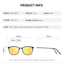 Load image into Gallery viewer, CAPONI Photochromic Sunglasses Men Driving Chameleon Glasses Male Yellow Lens Sun Glasses Day Night Vision Oval Eyewear BSYS520