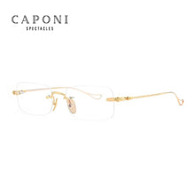 Load image into Gallery viewer, CAPONI Rimless Optical Glasses Titanium Retro Frame Glasses Men Business Eyeglasses Support Myopia Hyperopia Prescription  J8099