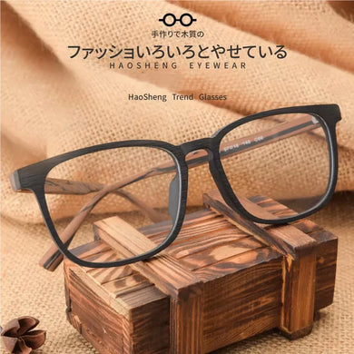 CHFEKUMEET Men Optical Eyeglasses Frames Wood Square Oversized Prescription Eyeglasses Glasses Frame Spectacle oculos de grau