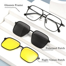 Load image into Gallery viewer, CHFEKUMEET Ultra-light Retro Pure Titanium Polarized Magnetic Clip Optical Prescription Glasses Frame Men and Women Sunglasses
