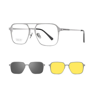 CHFEKUMEET Ultra-light Retro Pure Titanium Polarized Magnetic Clip Optical Prescription Glasses Frame Men and Women Sunglasses