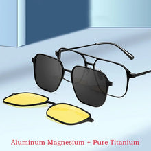 Load image into Gallery viewer, CHFEKUMEET Ultra-light Retro Pure Titanium Polarized Magnetic Clip Optical Prescription Glasses Frame Men and Women Sunglasses