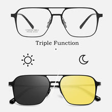 Load image into Gallery viewer, CHFEKUMEET Ultra-light Retro Pure Titanium Polarized Magnetic Clip Optical Prescription Glasses Frame Men and Women Sunglasses