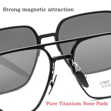 Load image into Gallery viewer, CHFEKUMEET Ultra-light Retro Pure Titanium Polarized Magnetic Clip Optical Prescription Glasses Frame Men and Women Sunglasses