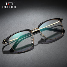 Load image into Gallery viewer, CLLOIO Men Business Half Frame Anti Blue Light Glasses Vintage Ultralight Metal Eyeglasses Optical Prescription Eyewear Frame