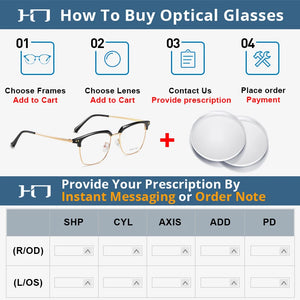 CLLOIO Men Business Half Frame Anti Blue Light Glasses Vintage Ultralight Metal Eyeglasses Optical Prescription Eyewear Frame
